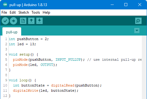 Code for built-in pull-up resistor