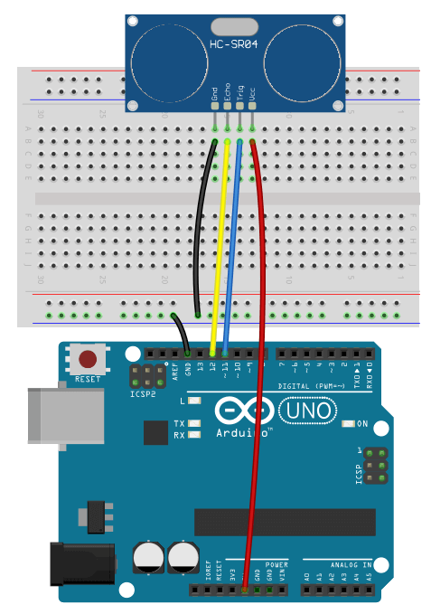 Ultrasonic distance sensor connections