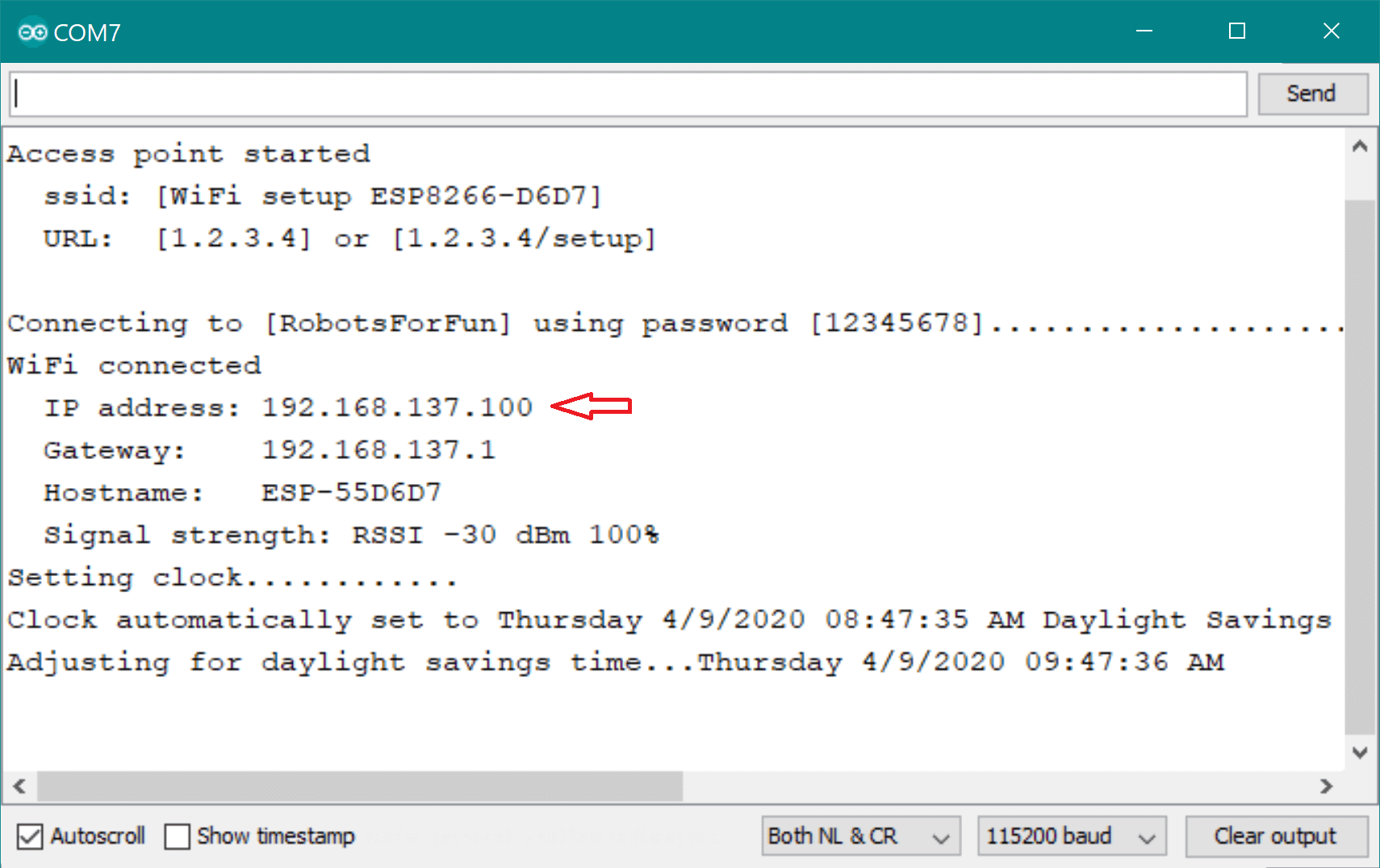 ESP8266 webserver connected